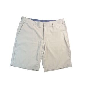 BCG Shorts Mens 34 Khaki Beige Flat Front Chino Golf Performance Stretch Casual